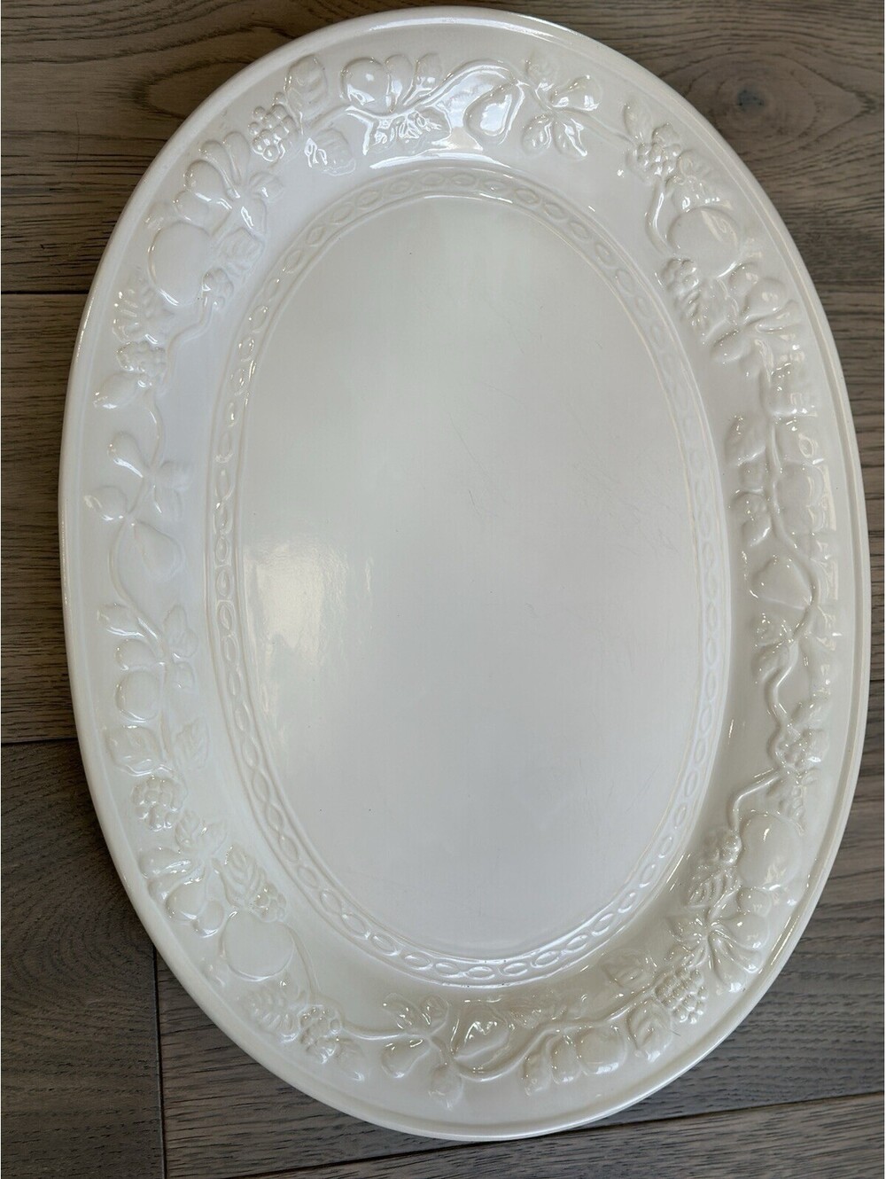 Vintage Gibson Home Fruitful White Durastone Oval Platter 18.75 Inches Ceramic